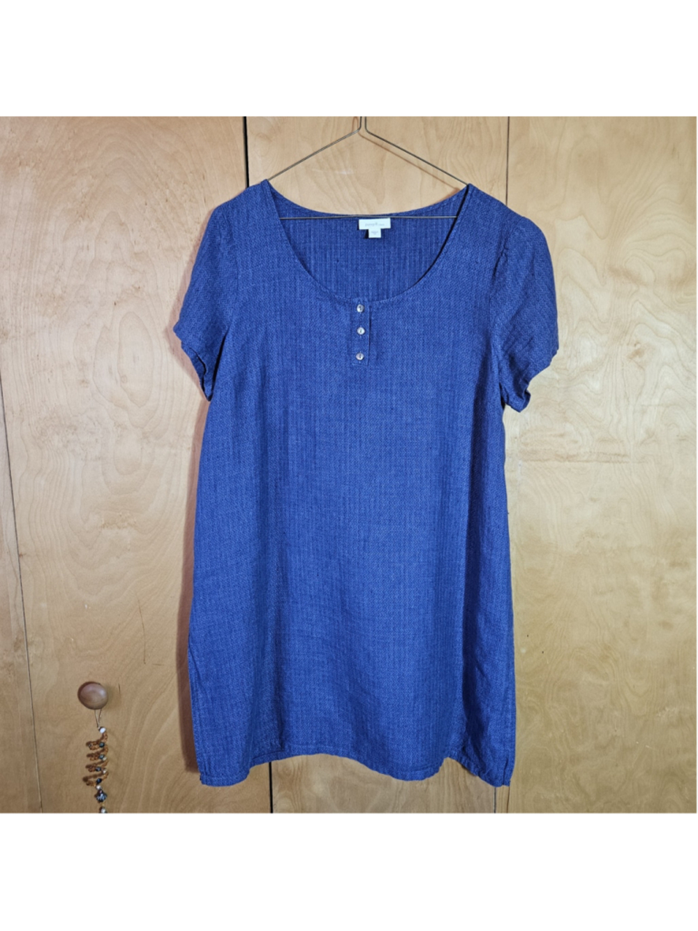 Pruejill Linen Dress Beach Pool Cover-up Side Slits Size M Blue Buttons J. jill - Picture 1 of 6